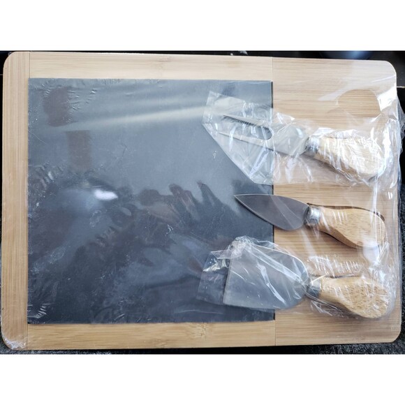 Slate Cheese Boards With Tools NEW Wood and Slate Set of 3 - Picture 3 of 3